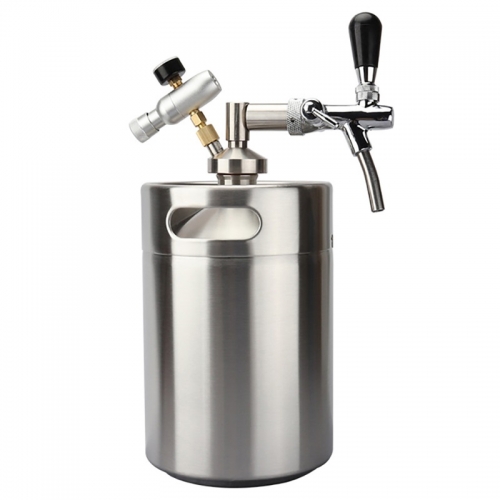 HBBKT5N 5L Mini Stainless Steel Beer keg Growler With Adjustable Tap